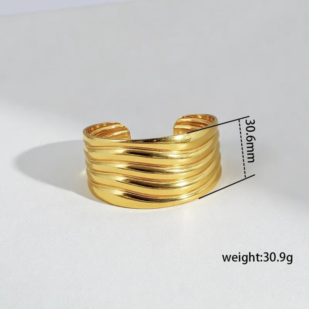 Source Unknown Gold Layered Wave Cuff Bracelet